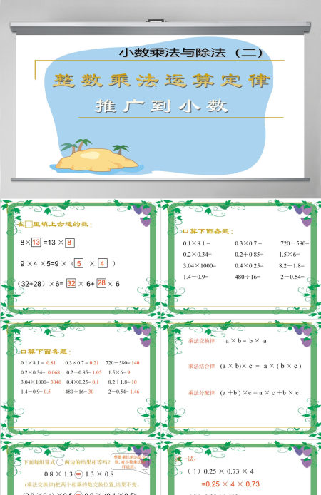  小数乘法与除法二整数乘法运算定律推广到小数PPT模板