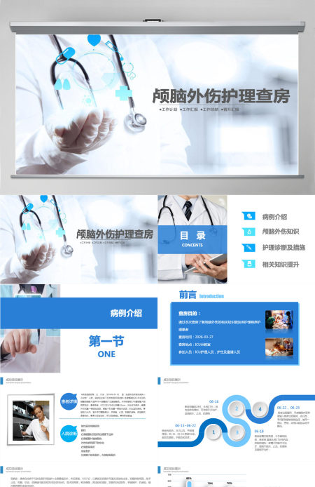 医生背景颅脑外伤护理查房PPT