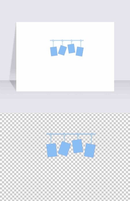蓝色卡通相册挂件简约清新装饰文本框