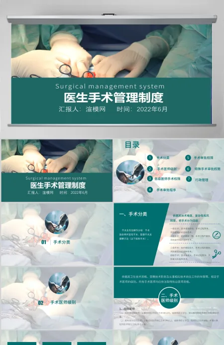 2022手术管理制度简约创意医疗相关PPT模板 2022手术管理制度简约创意医疗相关PPT模板