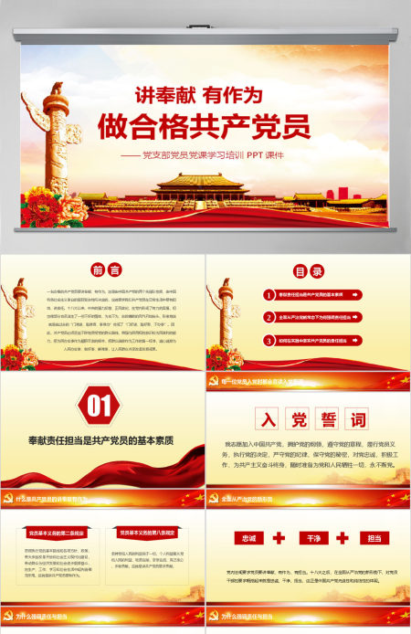 做合格党员标准ppt模板微党课