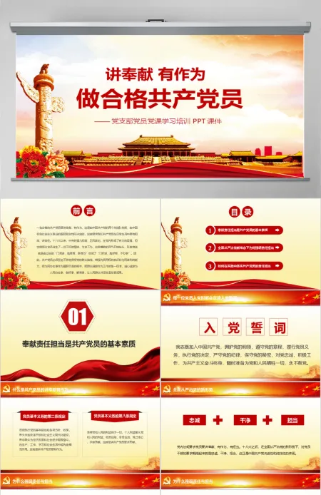 做合格党员标准ppt模板微党课