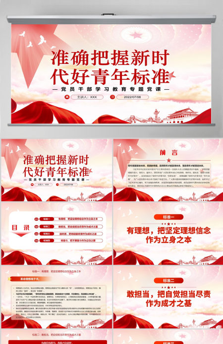 准确把握新时代好青年标准党政风党员干部学习教育专题党课PPT-含讲稿