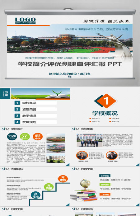 学校简介中小学文明校园评优自评报告PPT