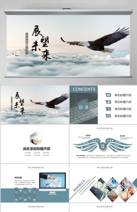 展望未来大展飞鹰企业发展目标PPT模版 展望未来大展飞鹰企业发展目标PPT模版