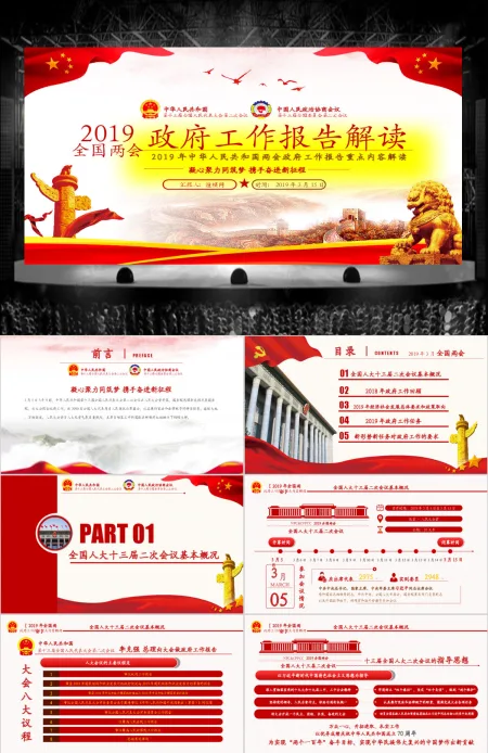 原创2019两会政府工作报告解读党政党建-版权可商用