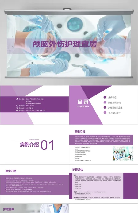 实用大气颅脑外伤护理查房PPT 实用大气颅脑外伤护理查房PPT