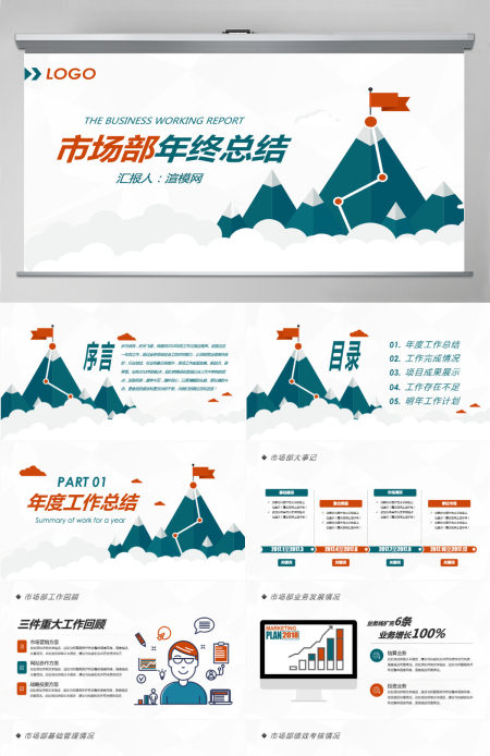 市场部工作总结汇报计划年终总结ppt模板