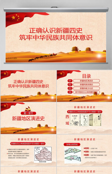 历史沧桑感地域党课之正确认识新疆四史筑牢中华民族共同体意识新疆党课PPT