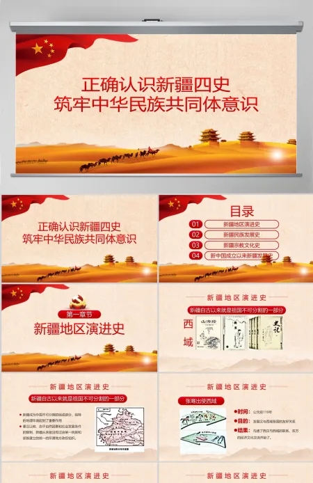 历史沧桑感地域党课之正确认识新疆四史筑牢中华民族共同体意识新疆党课PPT 历史沧桑感地域党课之正确认识新疆四史筑牢中华民族共同体意识新疆党课PPT