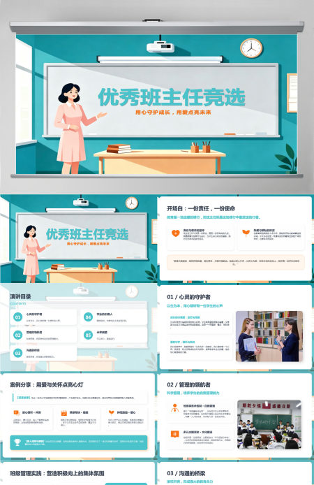 精美时尚高中优秀班主任竞选优秀教师竞选说课课件PPT模板 精美时尚高中优秀班主任竞选优秀教师竞选说课课件PPT模板