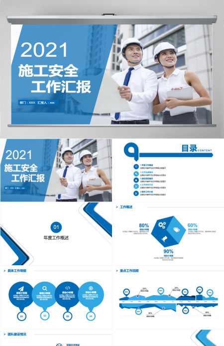 2021年施工安全工作汇报PPT模板