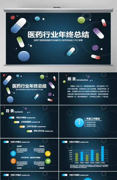 医药行业年终总结PPT模板幻灯片 医药行业年终总结PPT模板幻灯片