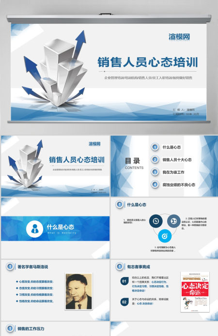 蓝色商务销售心态培训课培训PPT模板 蓝色商务销售心态培训课培训PPT模板