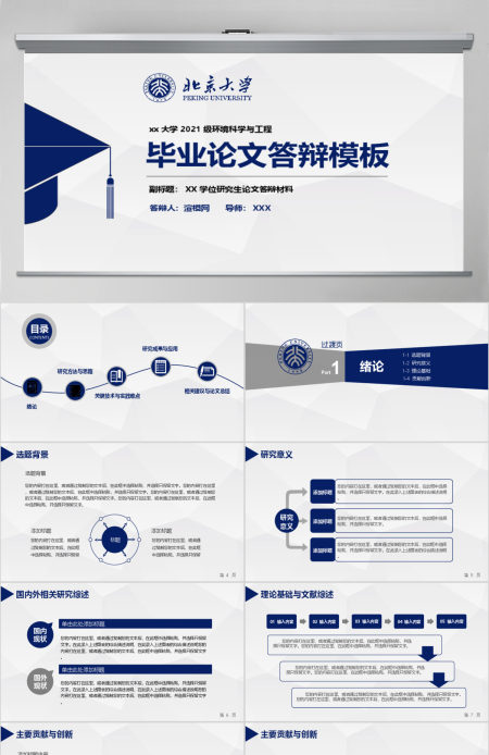 简洁实用型开题报告毕业论文答辩PPT模板幻灯片
