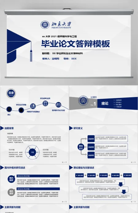 简洁实用型开题报告毕业论文答辩PPT模板幻灯片