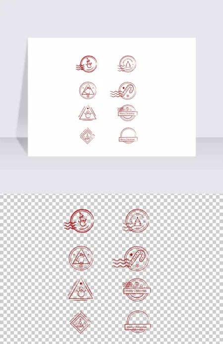 红色的圣诞邮戳标签素材