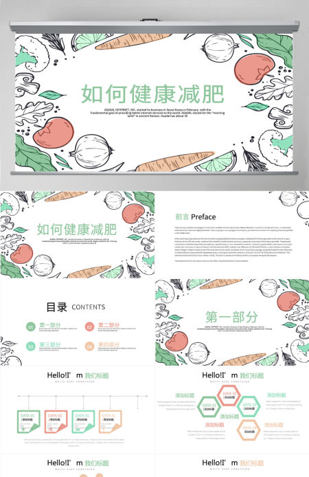 原创如何健康减肥动态PPT封含PS-版权可商用