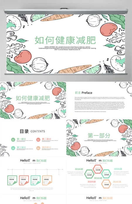 原创如何健康减肥动态PPT封含PS-版权可商用
