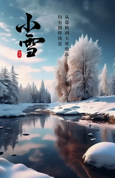 小雪二十四节气朋友圈海报氛围