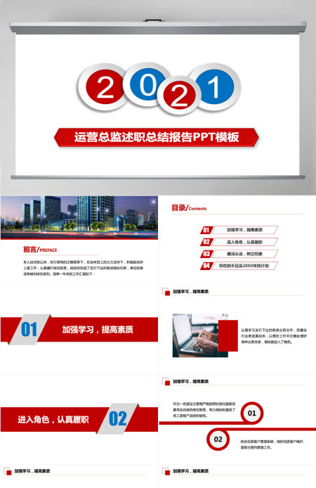 商务银行运营高管述职报告PPT模板
