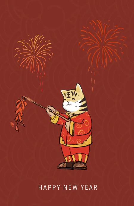 2022年虎年新年放烟花鞭炮卡通免扣元素 2022年虎年新年放烟花鞭炮卡通免扣元素