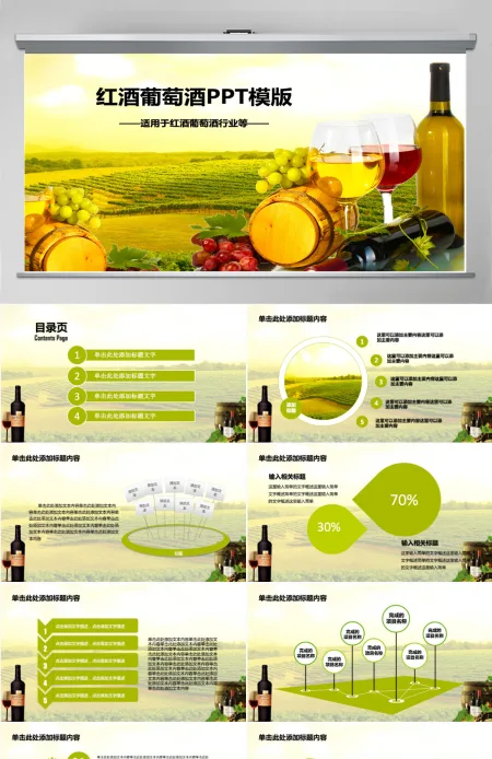 葡萄酒红酒行业销售计划总结PPT模版 葡萄酒红酒行业销售计划总结PPT模版