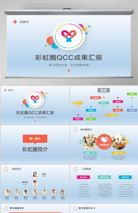 2021多彩护理品管圈QCC成果汇报PPT模板