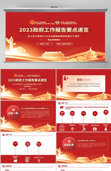 2023政府工作报告要点速览PPT红色大气深入学习贯彻全国两会精神党课课件 2023政府工作报告要点速览PPT红色大气深入学习贯彻全国两会精神党课课件