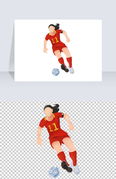 中国女足卡通人物免扣素材