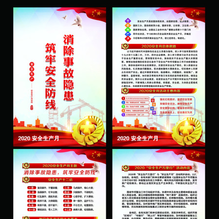 2020年全套安全生产月挂图展板海报设计