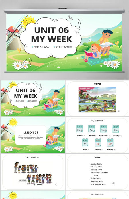 小学二年级下册英语《Unit 6 My Week》PPT--含教案