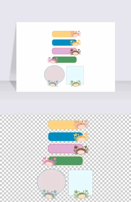 可爱卡通螃蟹便签卡片贴纸