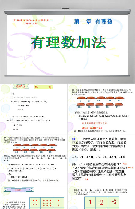  义务教育课程标准实验教科书七年级上册第一章有理数有理数加法PPT模板